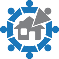 Company Logo members surrounding a house with arms linked together